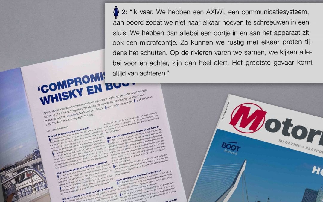 AXIWI vermeld in Motorboot: “We hoeven niet meer naar elkaar te schreeuwen in een sluis”